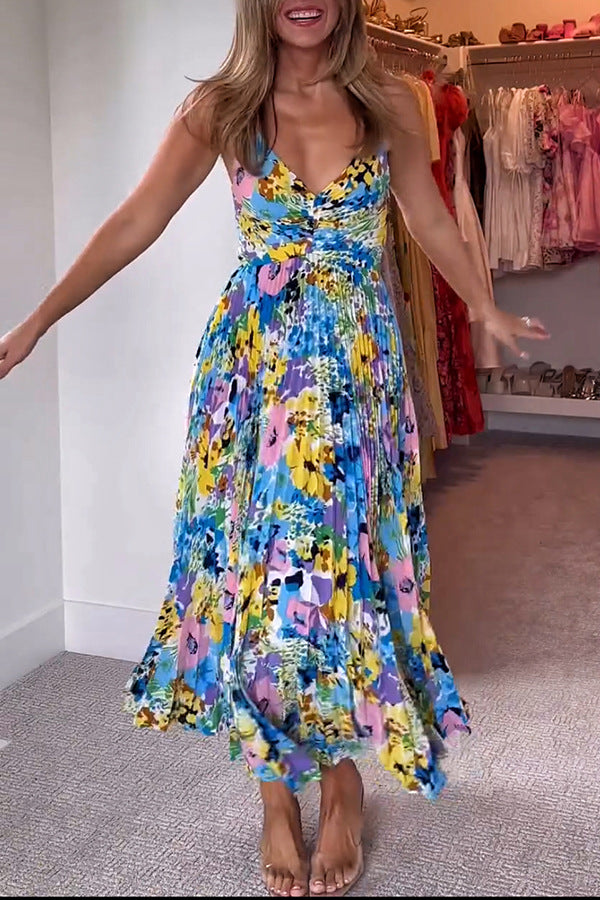 Women's Dress Printed Sleeveless Beach Pleated Fashion Dresses