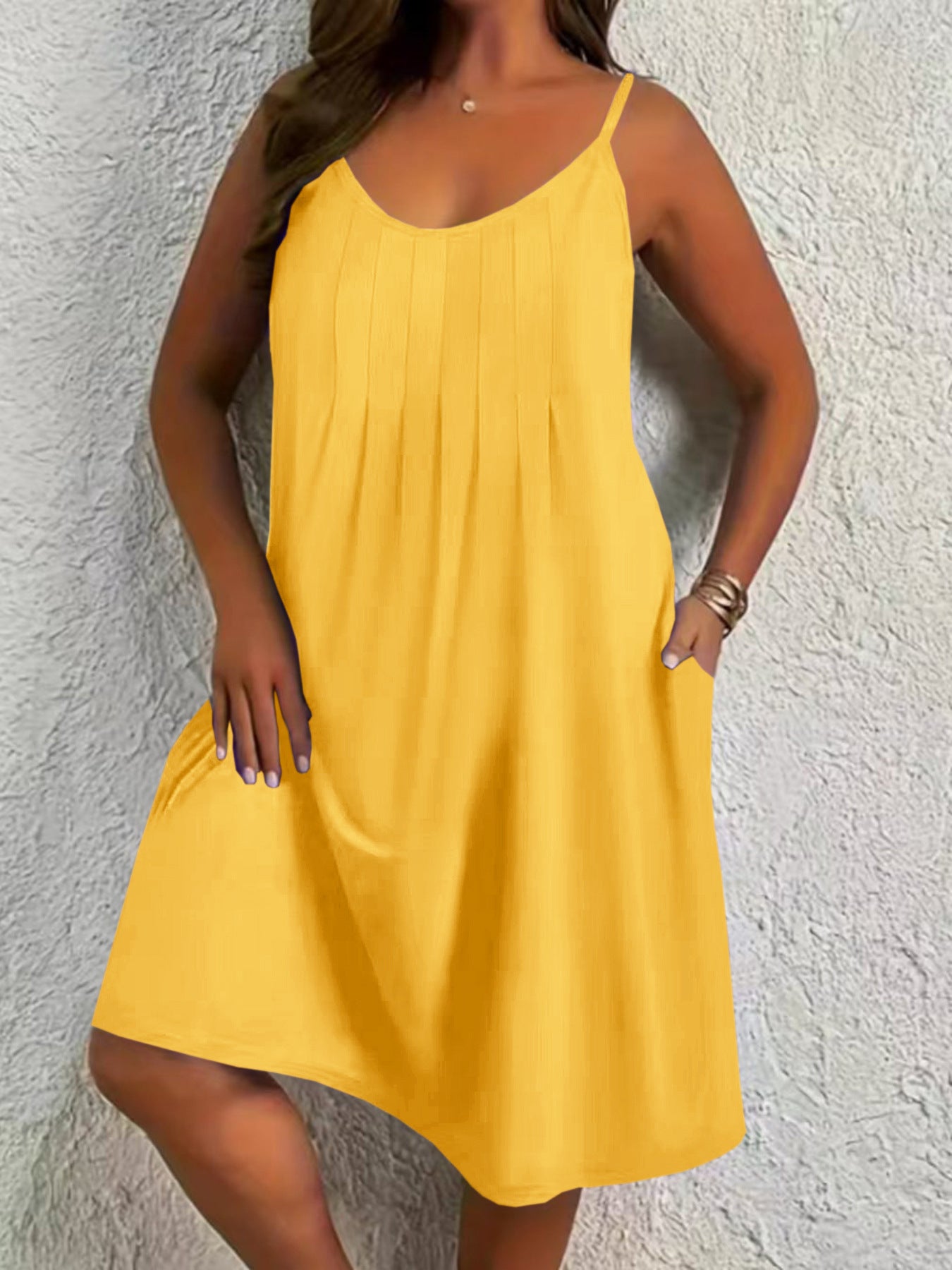Women's Mid-length Umbrella Solid Color Crew Neck Dress