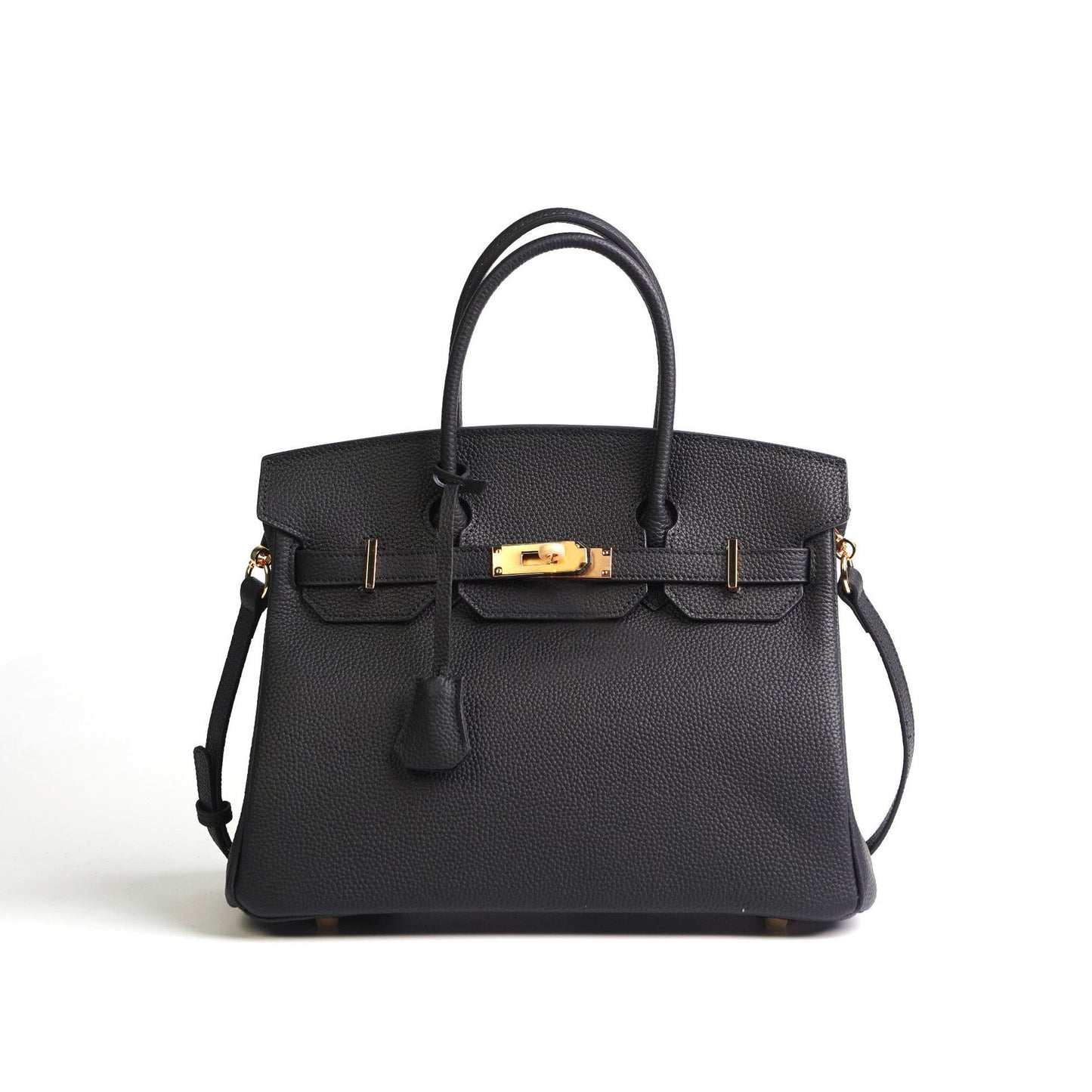 Capacity Lychee Pattern First Layer Cowhide Kelly Handbags