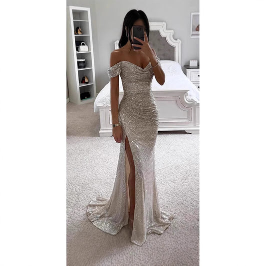 Women's Polyester Sexy Fine Split Ball Gown Dresses