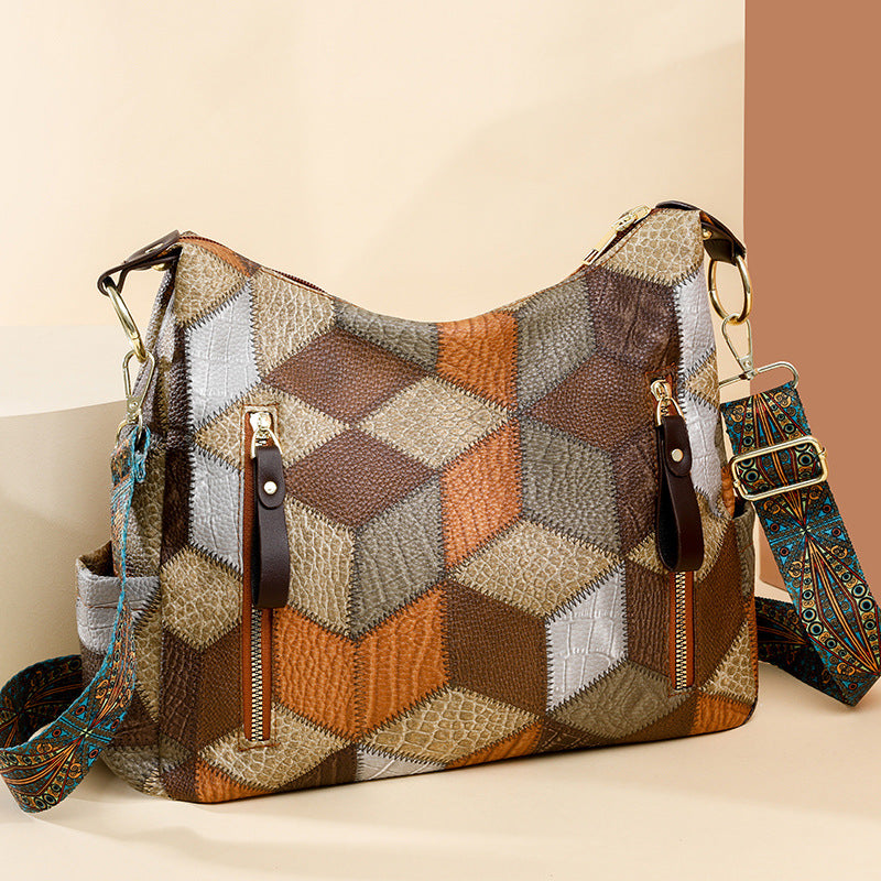 Women's Retro Mom Contrast Color Large Capacity Bags