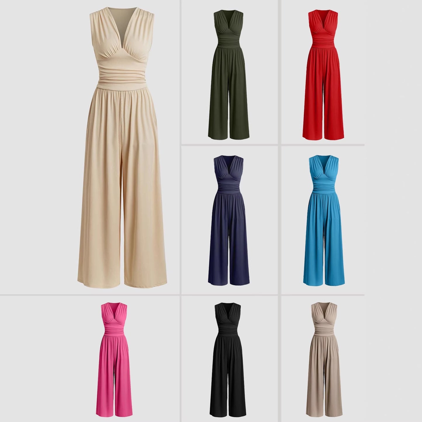 Creative Women's Sleeveless Loose Wide Leg Pants