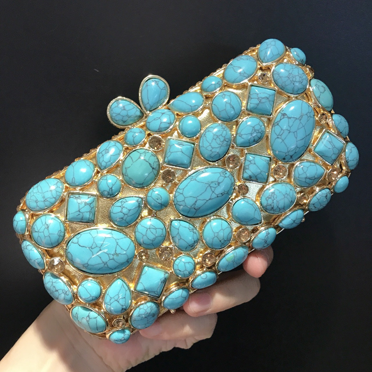 Agate Turquoise Diamond Banquet Rhinestone Hand Evening Bags