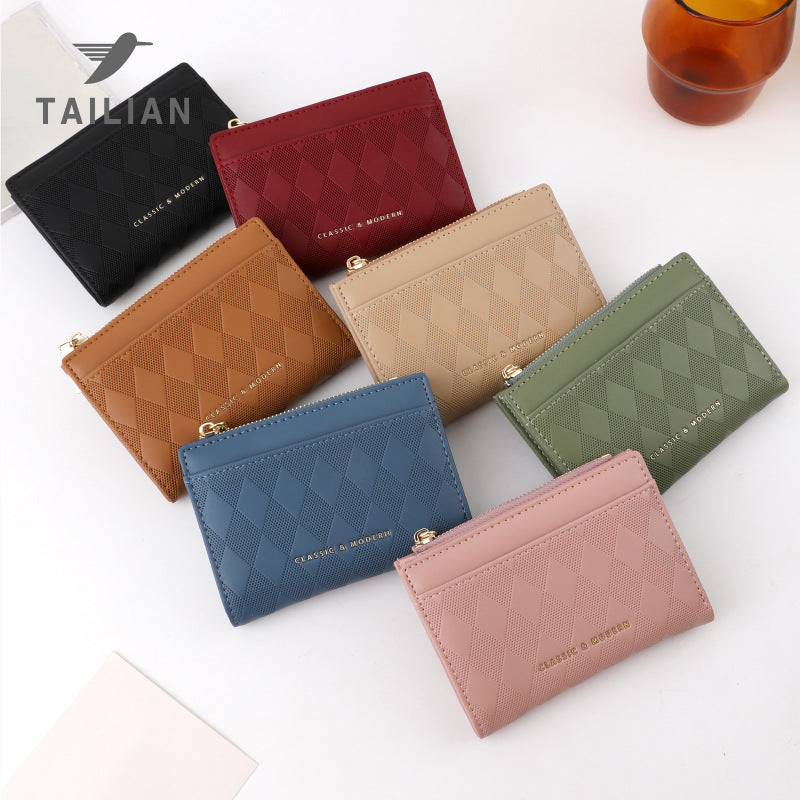 Women's Fashion Simple Premium Leather Special Prismatic Ladies Wallets