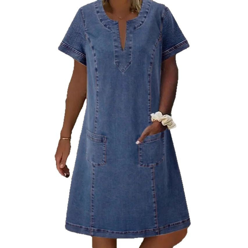Women's Thin Denim Dress Summer Sleeve Leisure Dresses