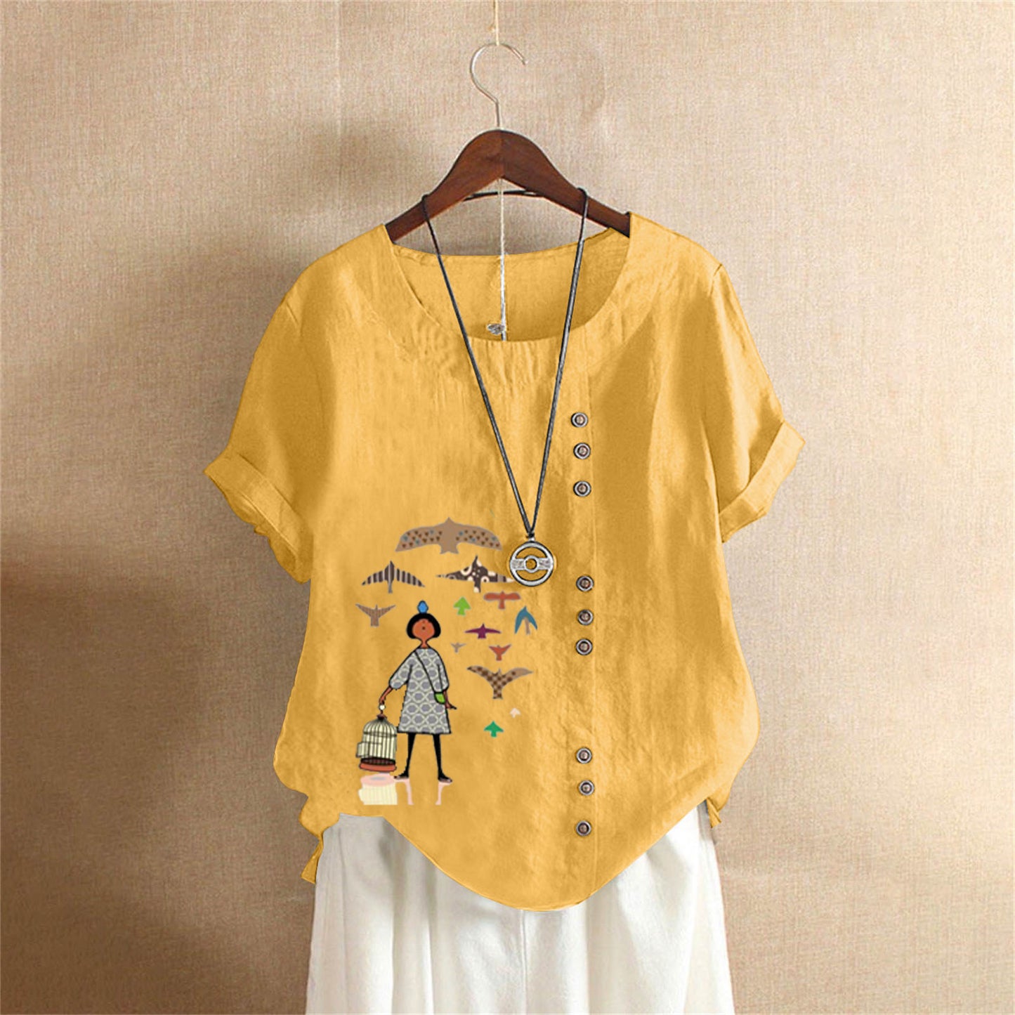 Women's Retro Large Casual Loose Cotton Linen Shorts