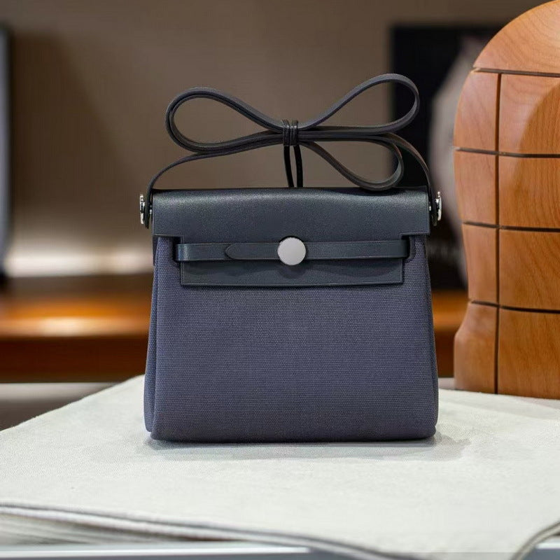 Graceful Elegant With Canvas Leather Mini Bags