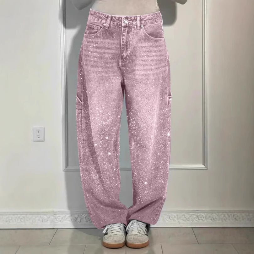 Women's Cool Fashion Starry Rhinestone Casual Jeans