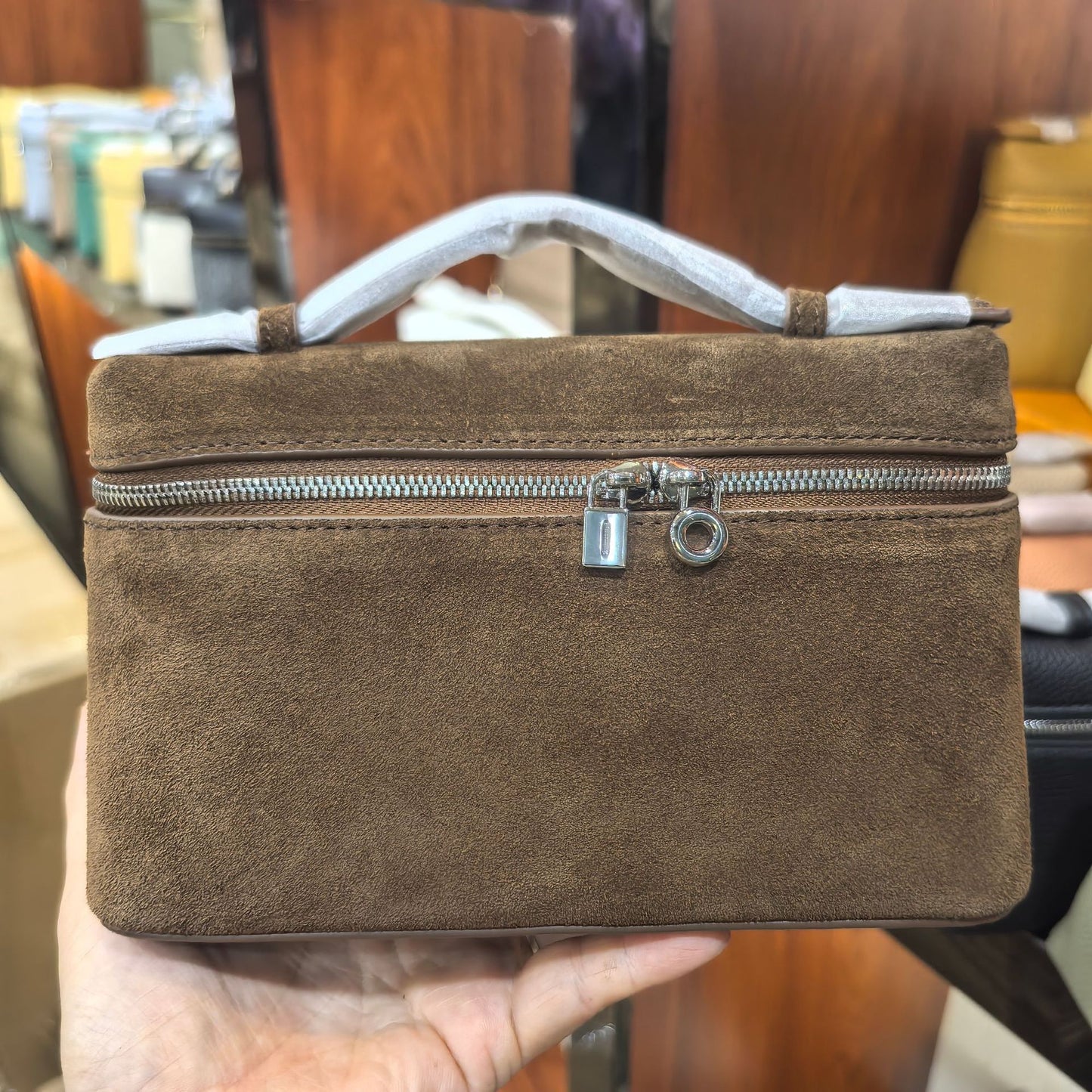 Creative Layer Cowhide Lunch Box Suede Bags