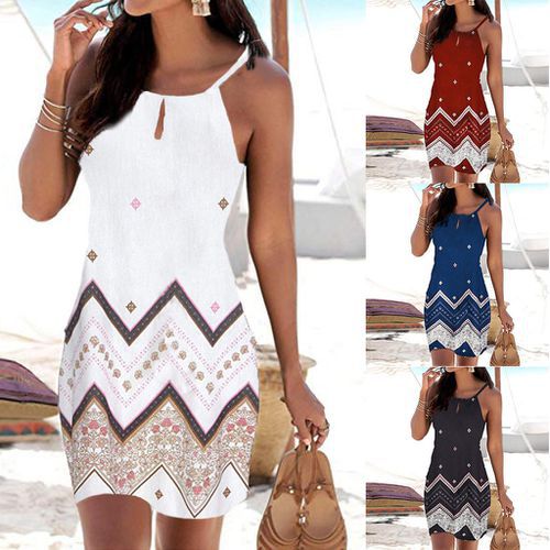 Women's Summer Positioning Flower Sling Slim Sleeveless Dress