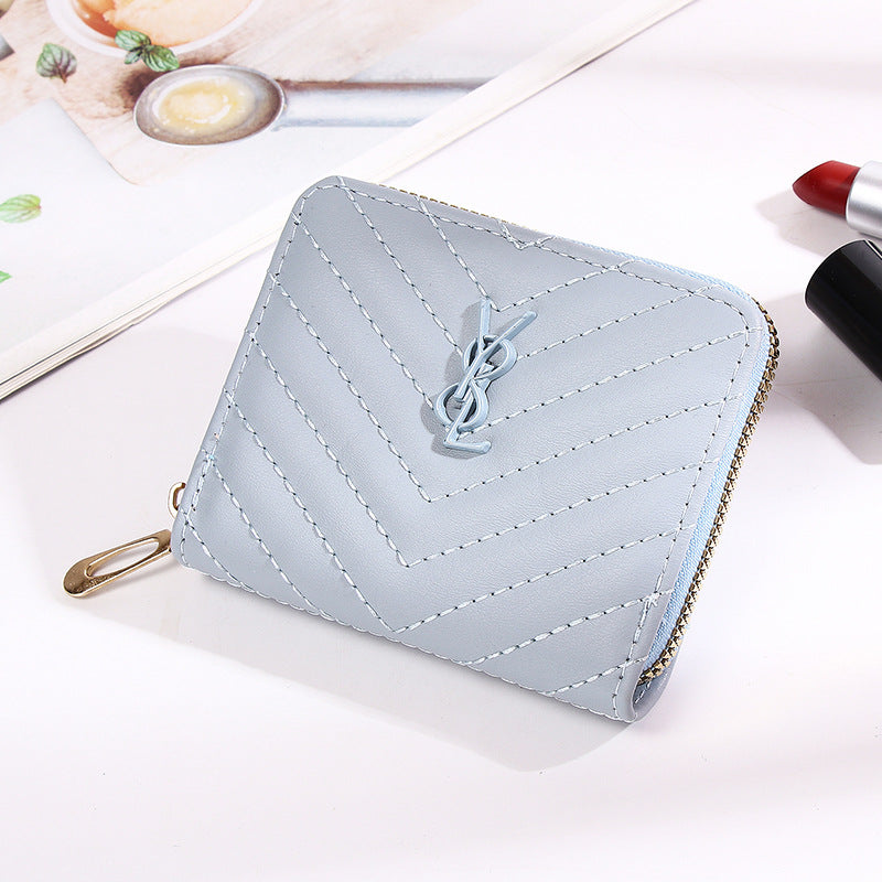 Women's Short Solid Color Summer Button Zipper Coin Purses