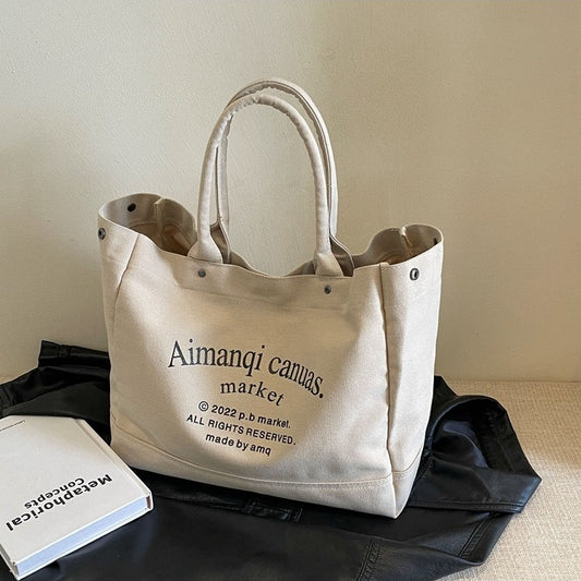 Women's Large Capacity Canvas Autumn Leisure College Shoulder Bags