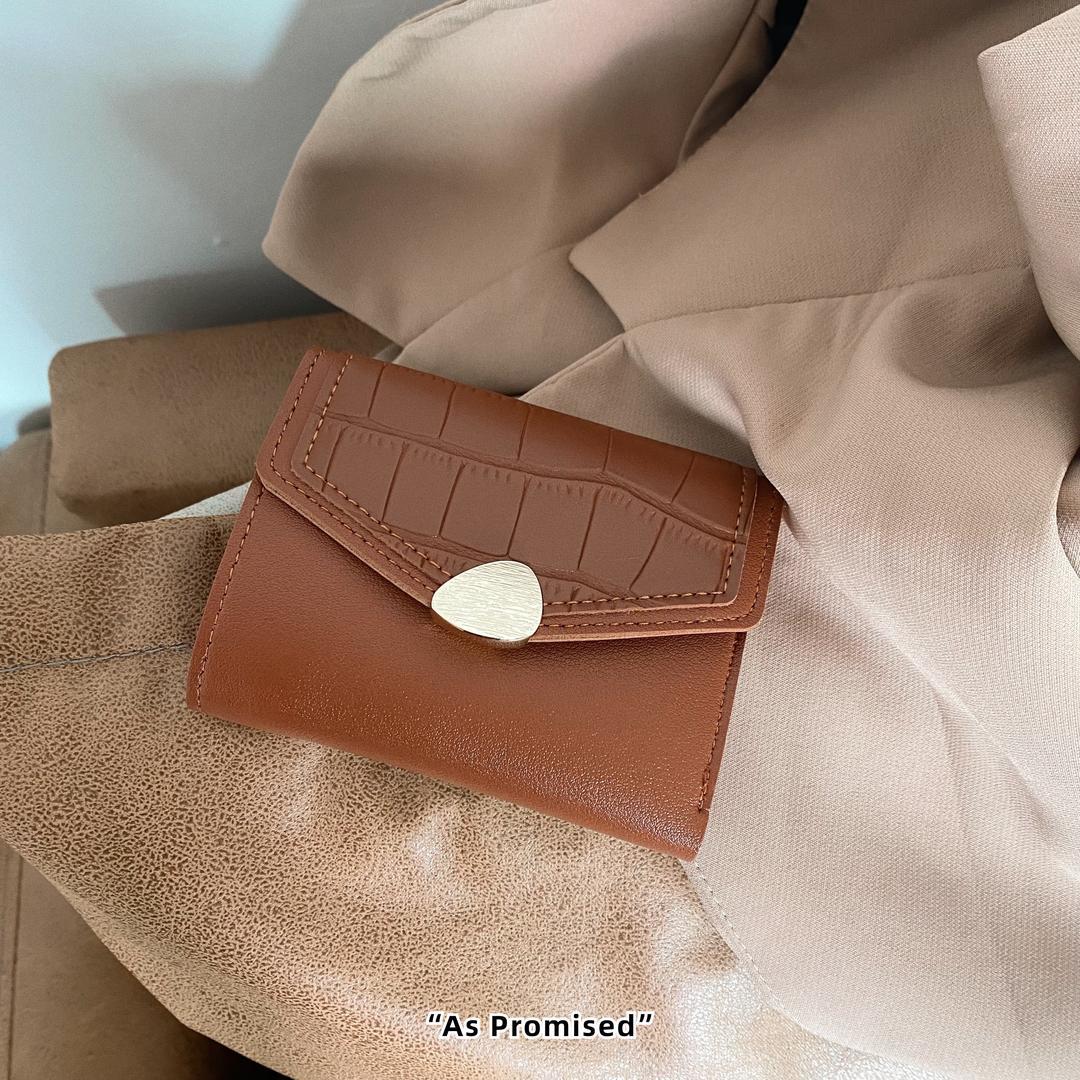 Women's Short Stone Pattern Retro Folding Ladies Wallets