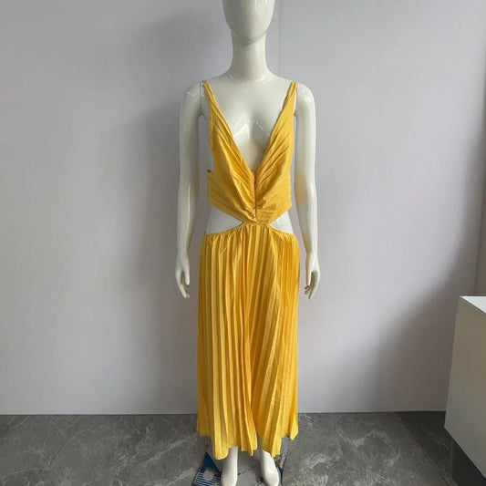 Summer Temperament Elegant Sleeveless Hollow Backless Dress