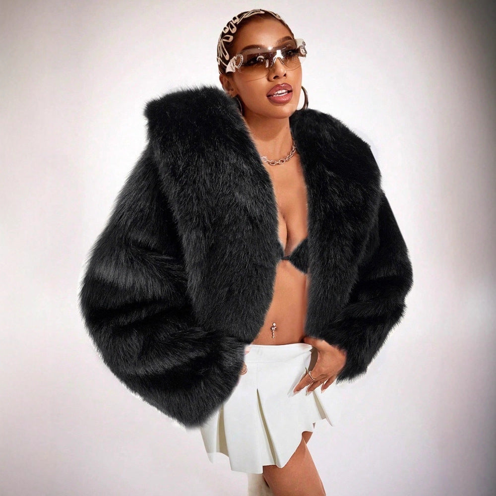 Women's Winter Fake Fur Mid-length Thick Warm Coats