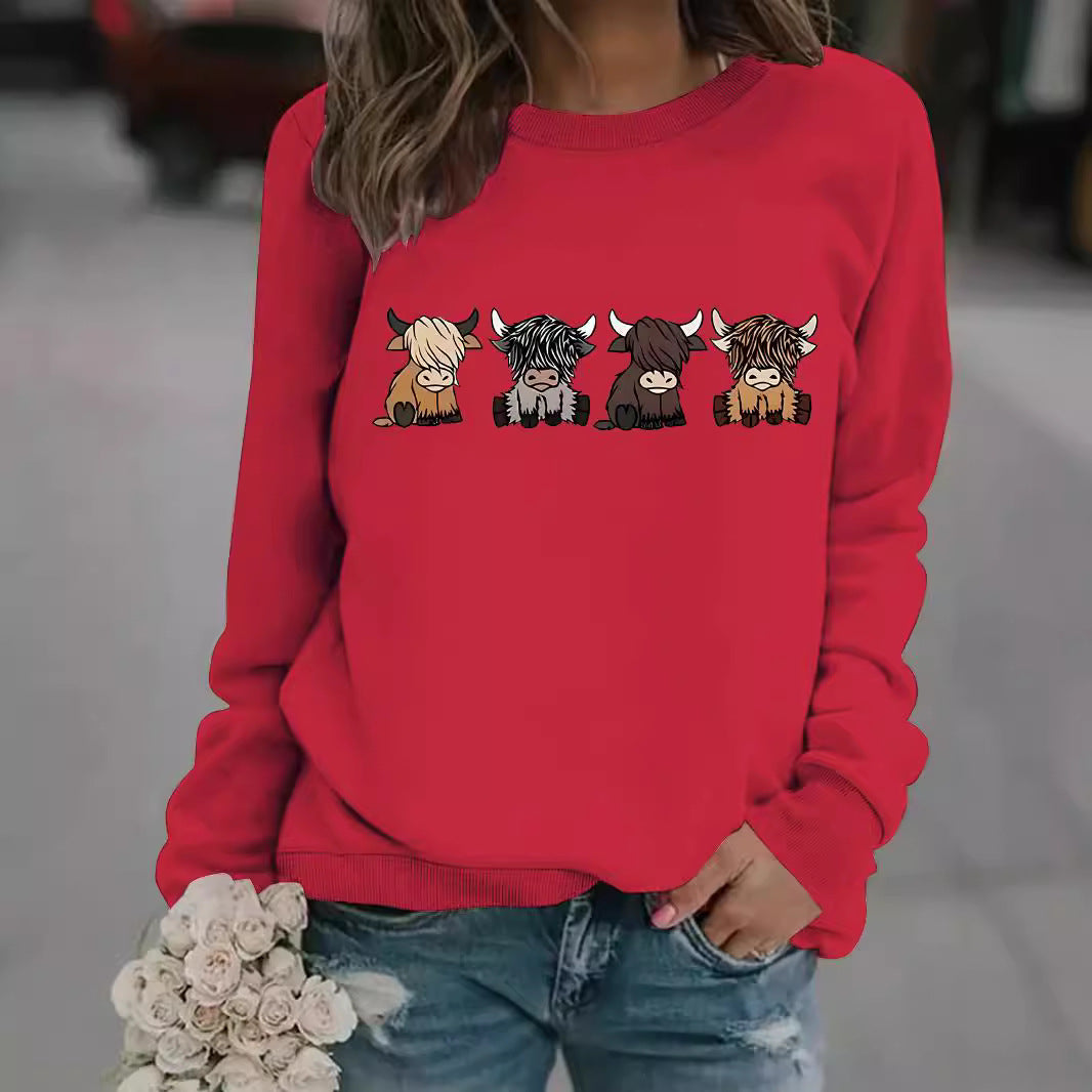 Women's Casual Long-sleeved Round Neck Four Calf Women's Sweater, Sweater