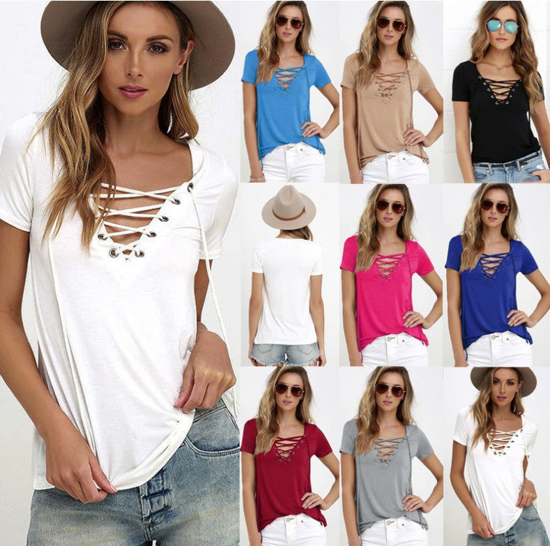 Glamorous Beautiful Summer Sexy Solid Color Women's T-shirt