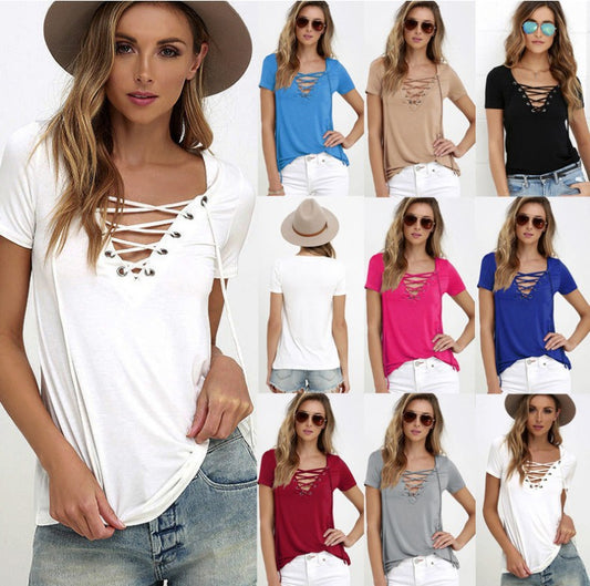 Glamorous Beautiful Summer Sexy Solid Color Women's T-shirt