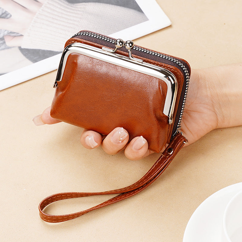 Leather Change Packet Clip Slot Wrist Card Holder