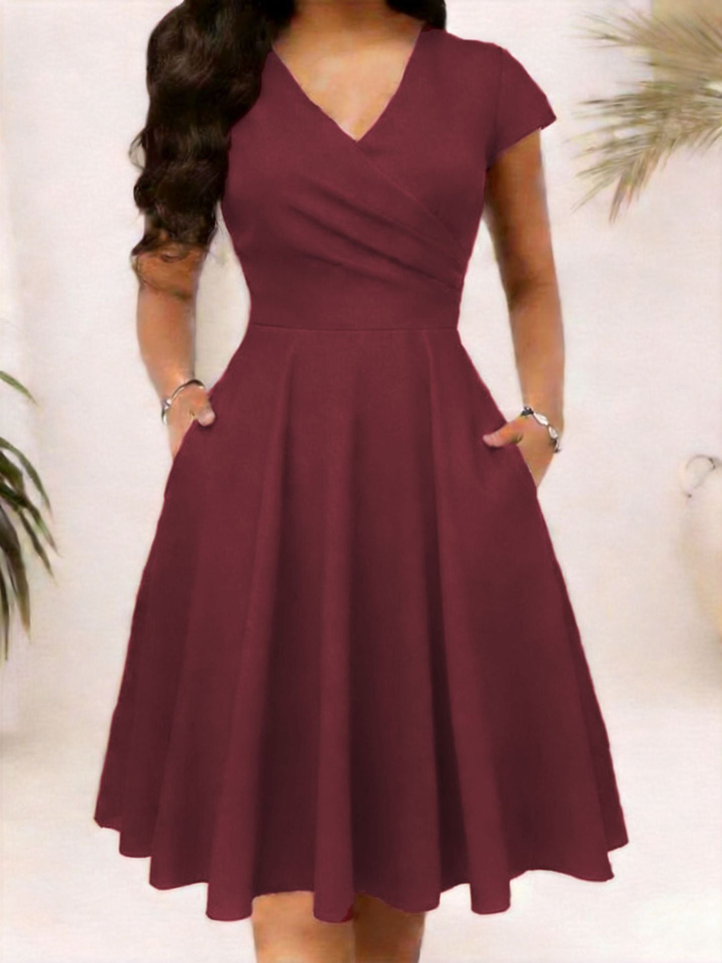 Women's Summer Pocket Sleeve Popular Floral Print Long Dress
