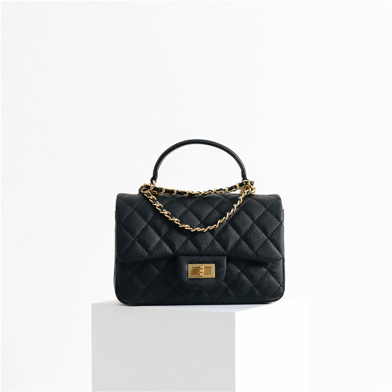 Women's Portable Diamond Pattern Trendy Genuine Leather Sheepskin Bags