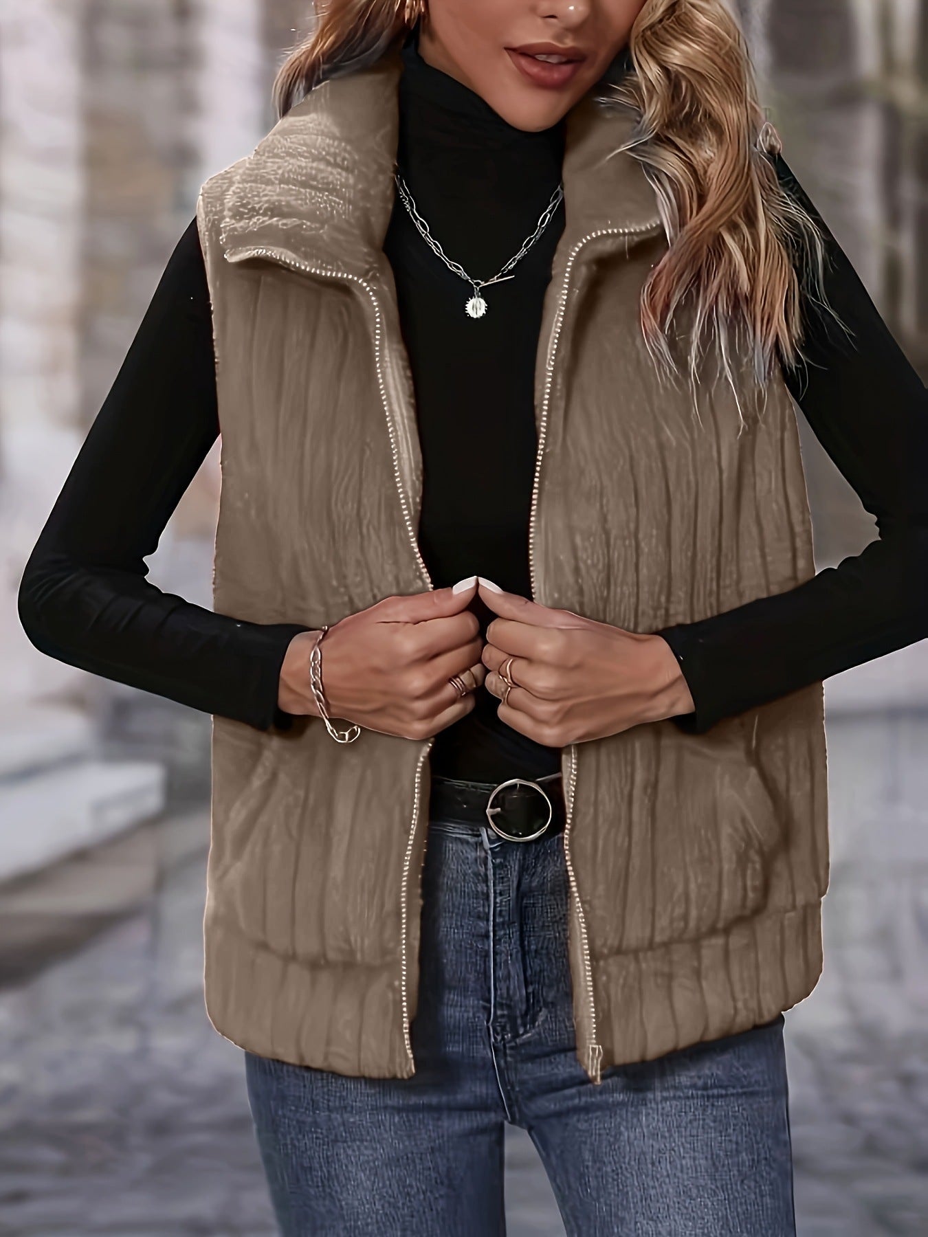 Women's Fashion Temperament Plush Solid Color Female Women's Vest