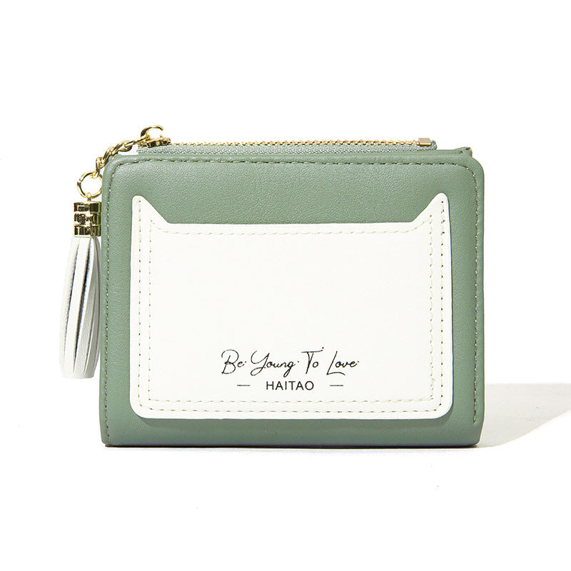 Short Simple Multi Slots Zipper Korean Ladies Wallets