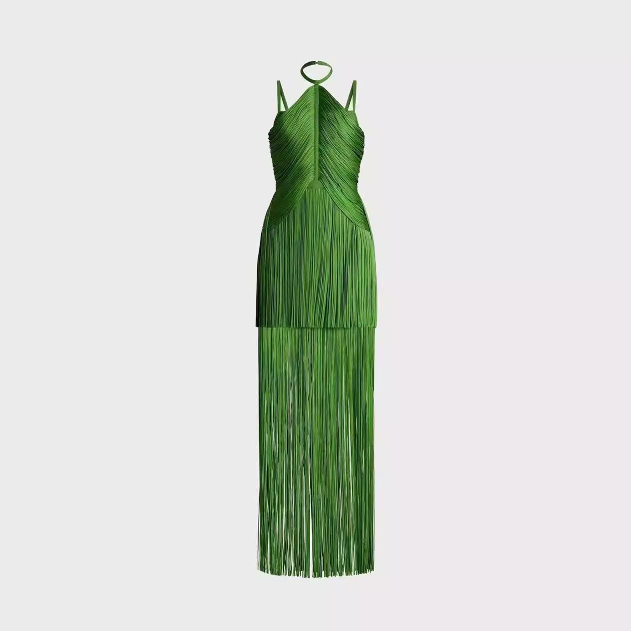 Long Dress Fringed Hem Sexy Dinner Dresses