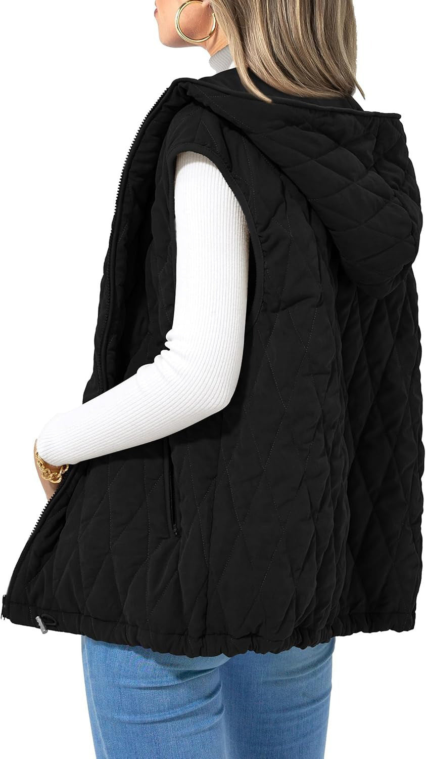 Ladies Hooded Waistcoat Lightweight Cotton Outer Vests