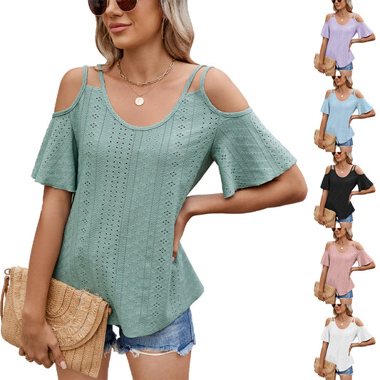 Versatile Women's Solid Color Loose Sleeve Women's T-shirt