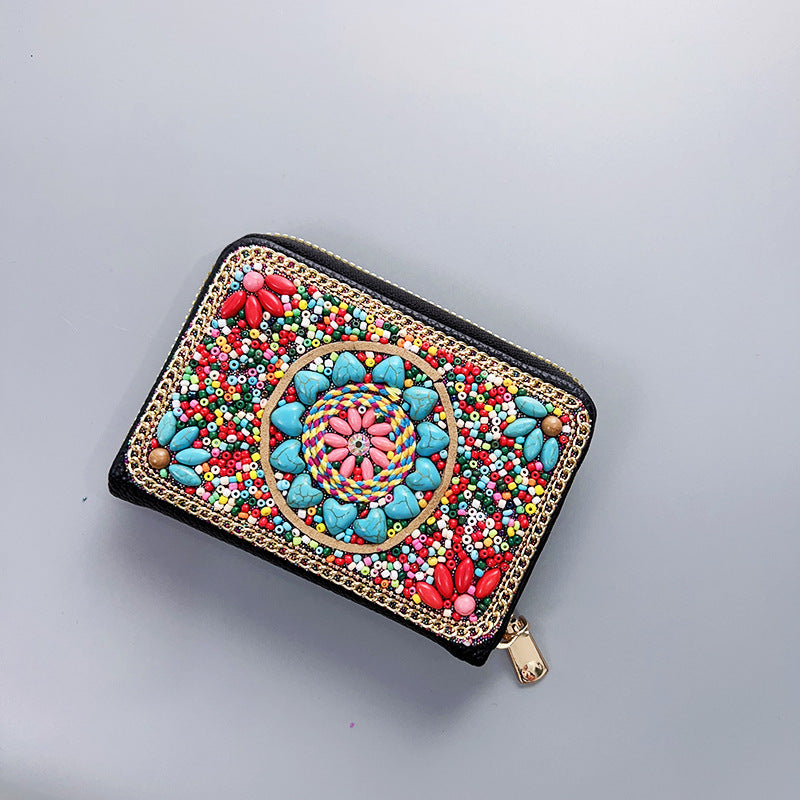 Ethnic Style Vintage Organ Handmade Bead Single Card Holder