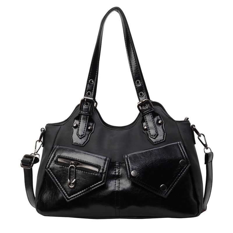 Women's Retro Large Capacity Stitching Simple Soft Crossbody Bags