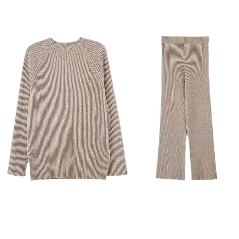 Women's Temperament Split Knitted Wide Leg Two-piece Suits