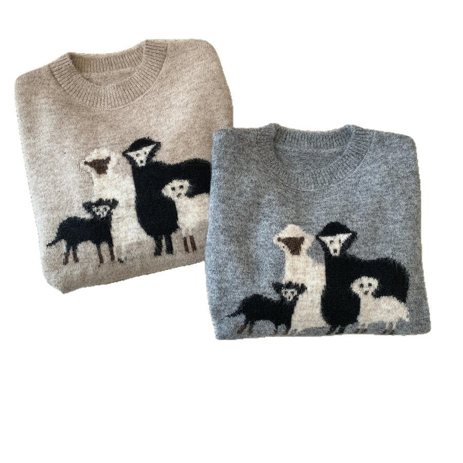 Women's Early Retro Lamb Embroidered Idle Style Soft Sweaters