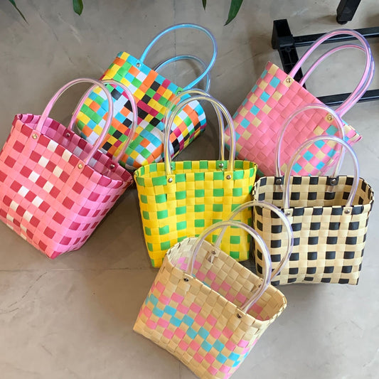 Women's Source Hand-woven Hand-held Vegetable Basket Beach Handbags