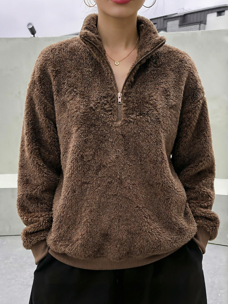 Women's Veet Fleece-lined Stand Collar Leisure Sweaters