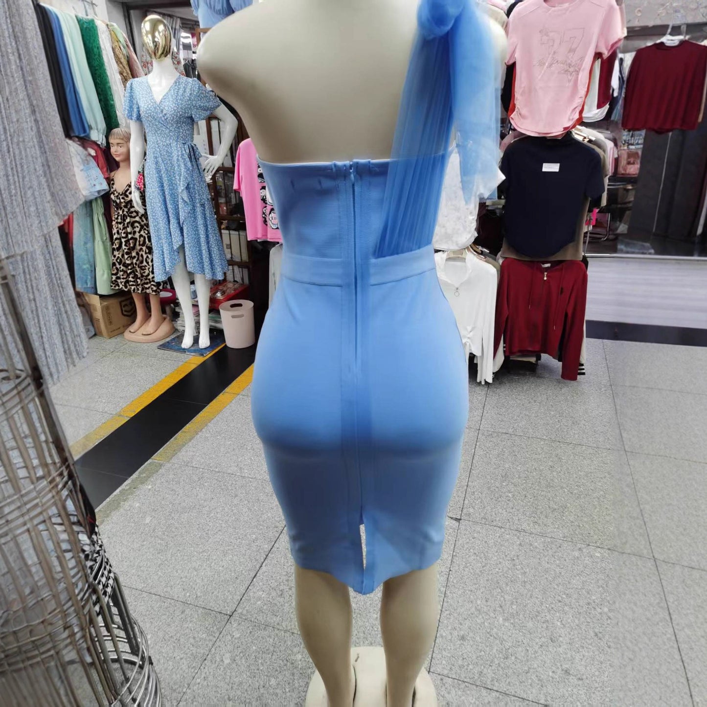Tube Mesh Bow Bandage One-piece Dress Tops