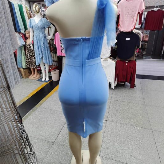 Tube Mesh Bow Bandage One-piece Dress Tops