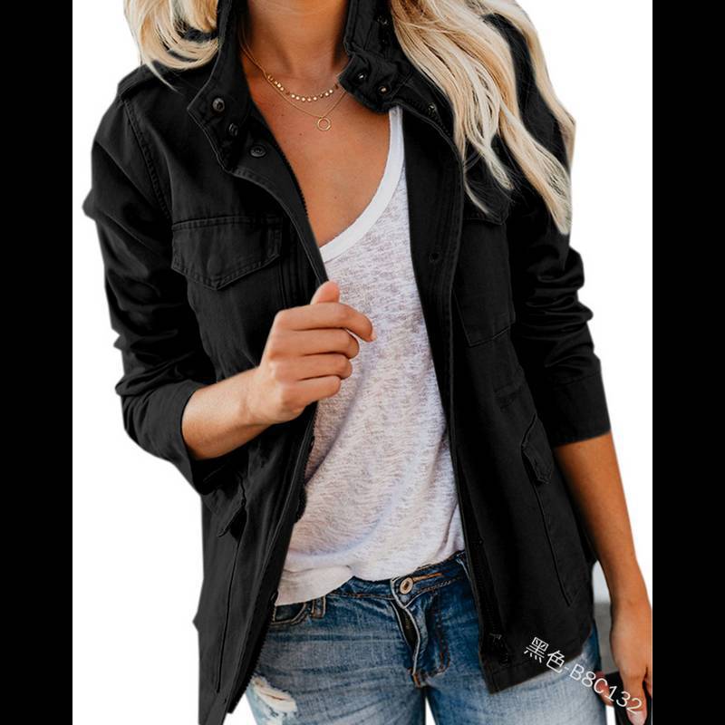 Women's Slim Fit Fashion Trendy Solid Color Loose Korean Coats