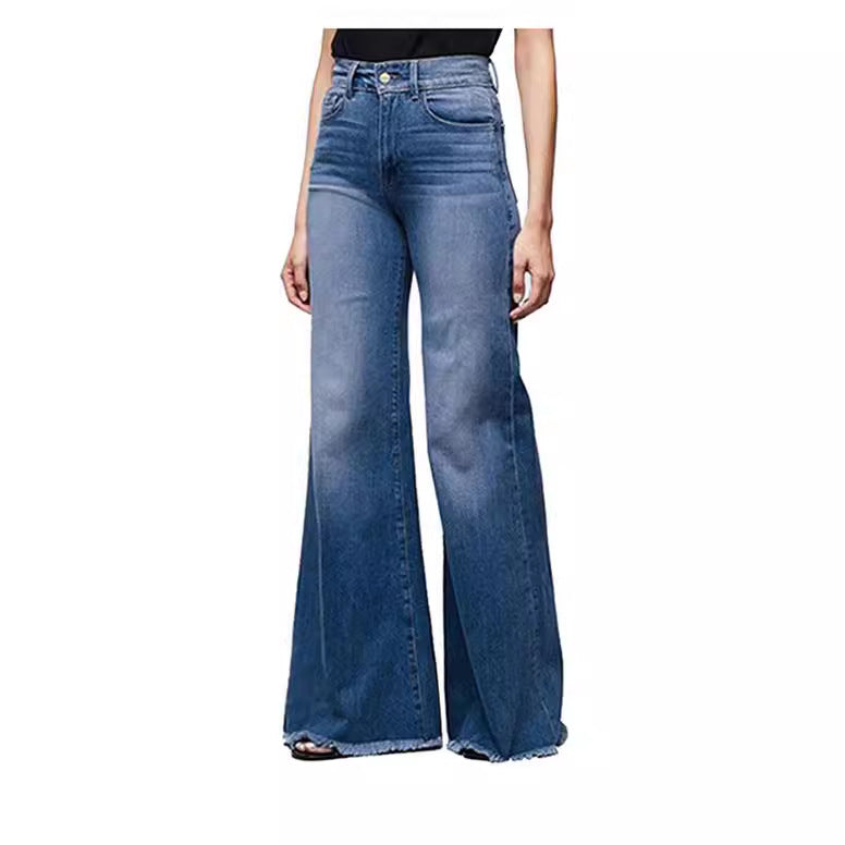 Retro Wide Leg Straight Washed Denim Pants