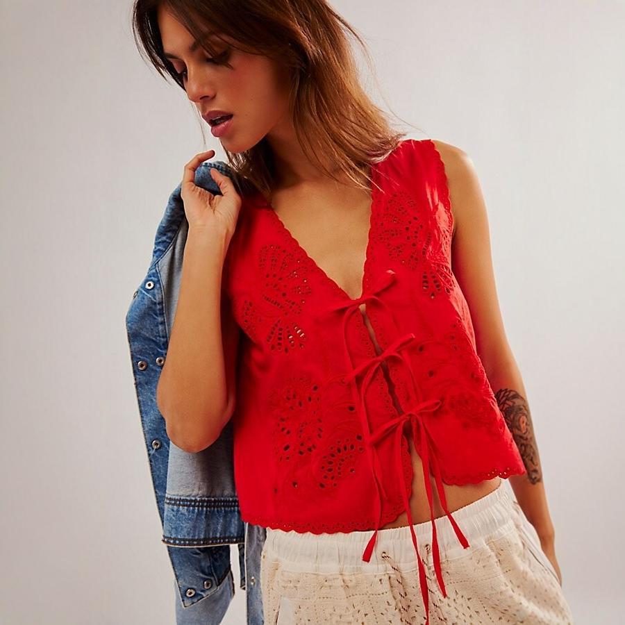 Women's French Style Pure Desire Bowknot Decoration Tops