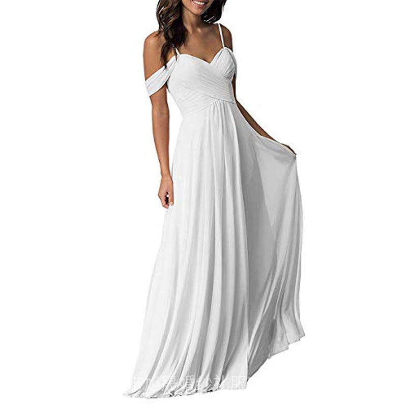 Women's Ruffled Bridesmaid Dress Long Gown Formal Wedding Dresses