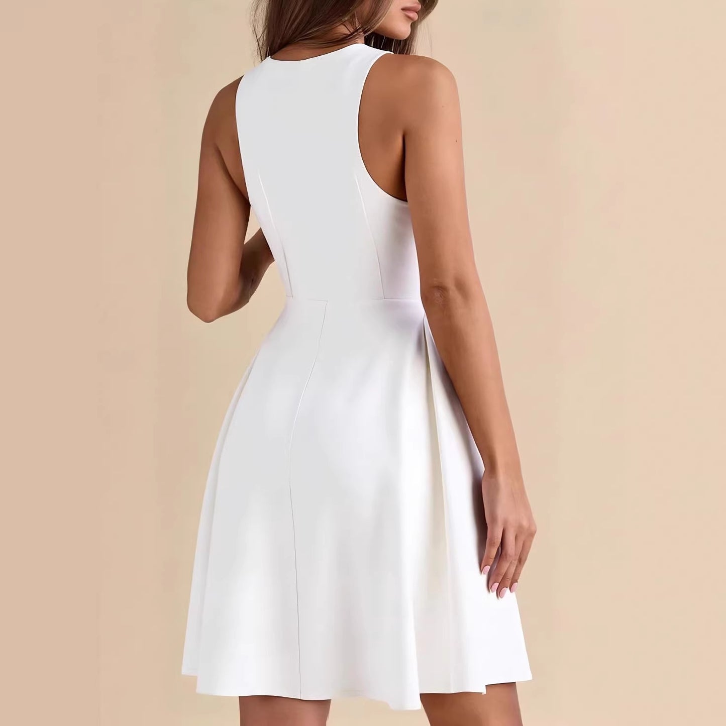 Women's Source Sleeveless Double Breasted For Design Mini Dress