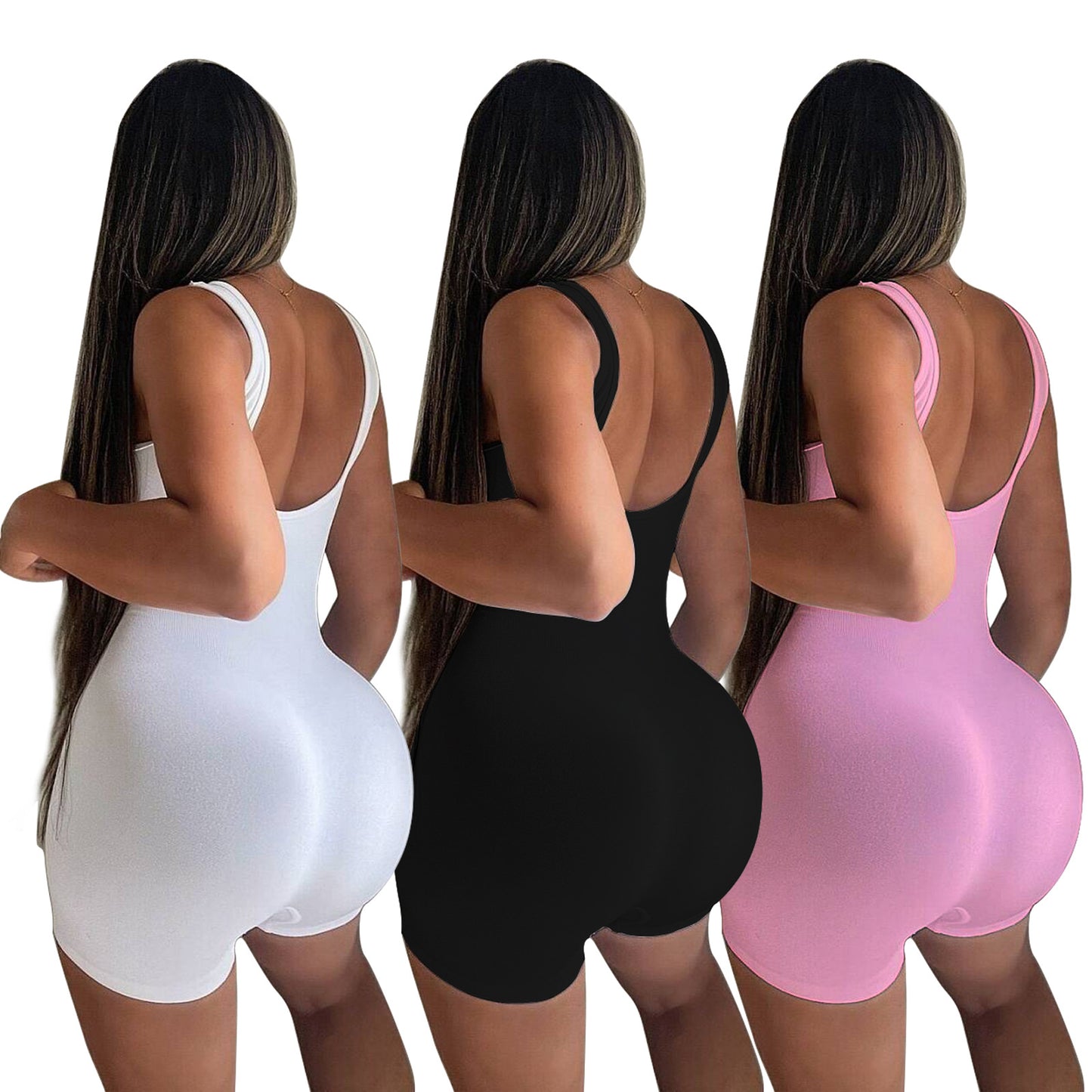 Women's Solid Color Casual Knitted Rib Slim Fit Women's Jumpsuit/clothing