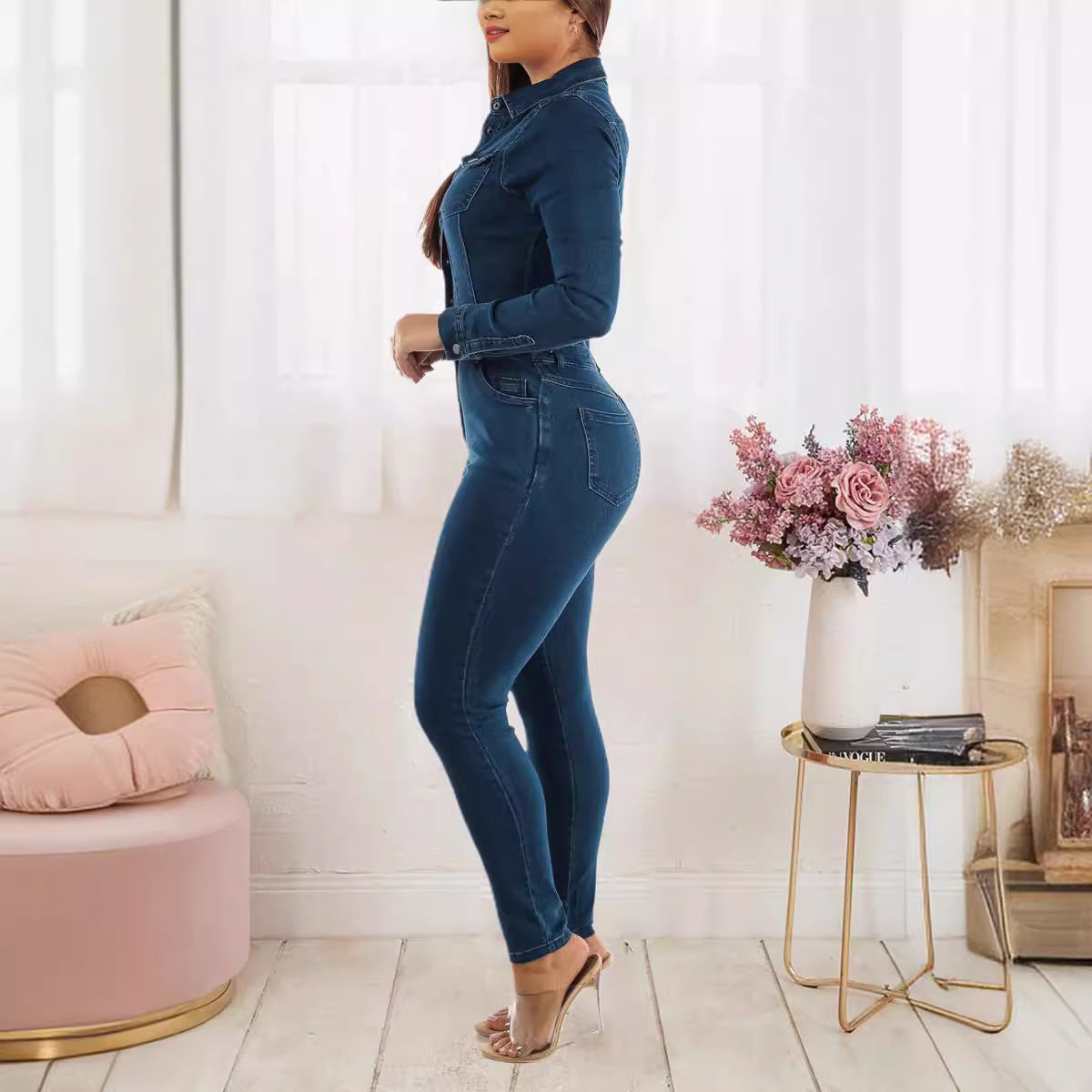 Versatile Creative Fashion Glamorous Stretch Denim Jumpsuits