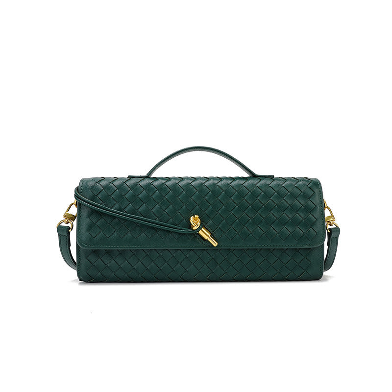 Women's Woven Dinner Soft Leather Baguette File Handbags