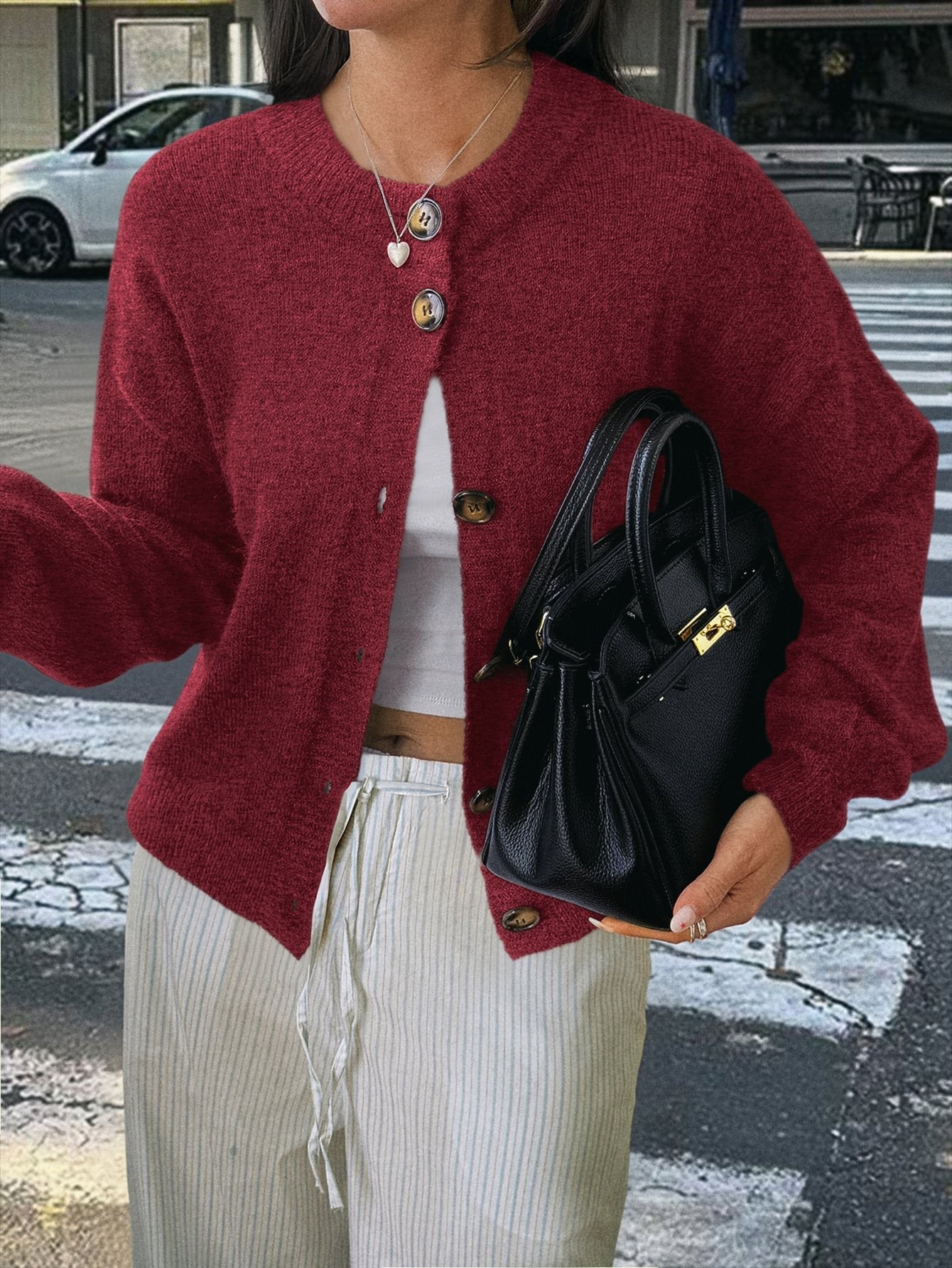 Women's Casual Simple Buttons Long Sleeve Sweaters
