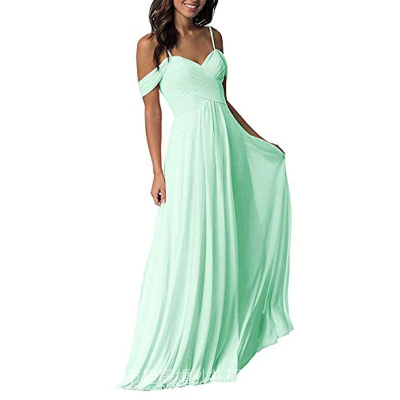 Women's Ruffled Bridesmaid Dress Long Gown Formal Wedding Dresses