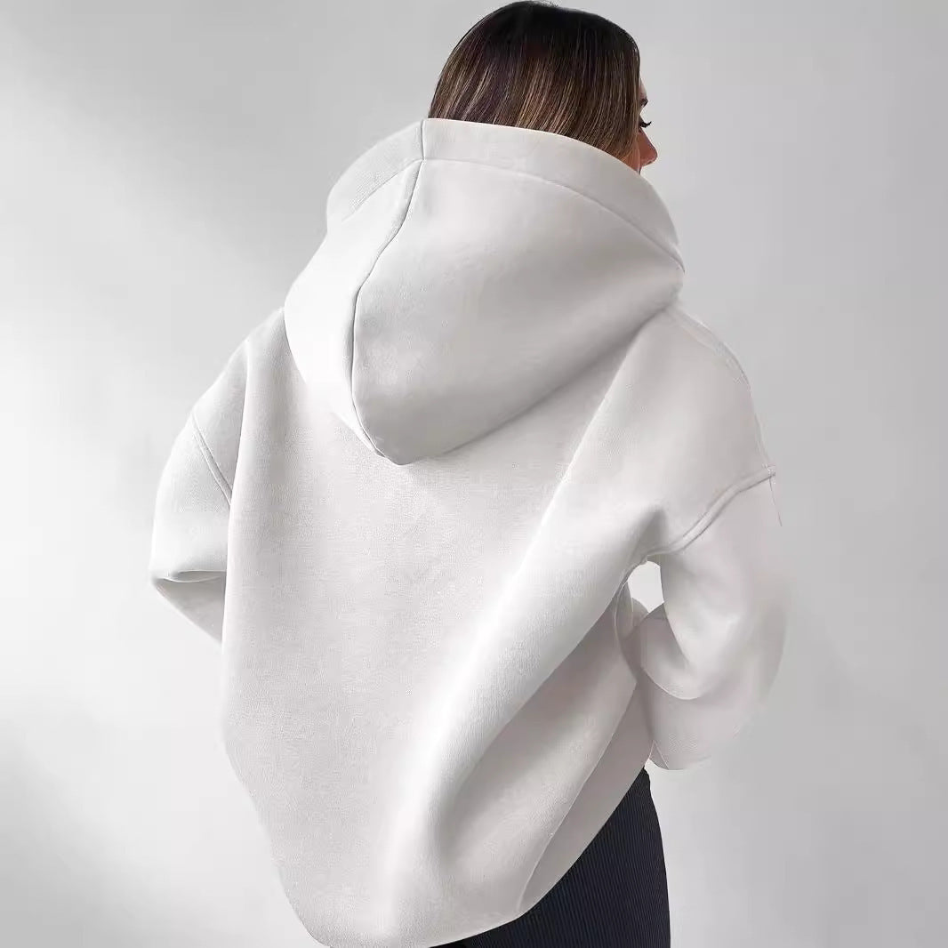 Women's Solid Color Long Sleeve Hooded Loose Women's Sweater, Sweater