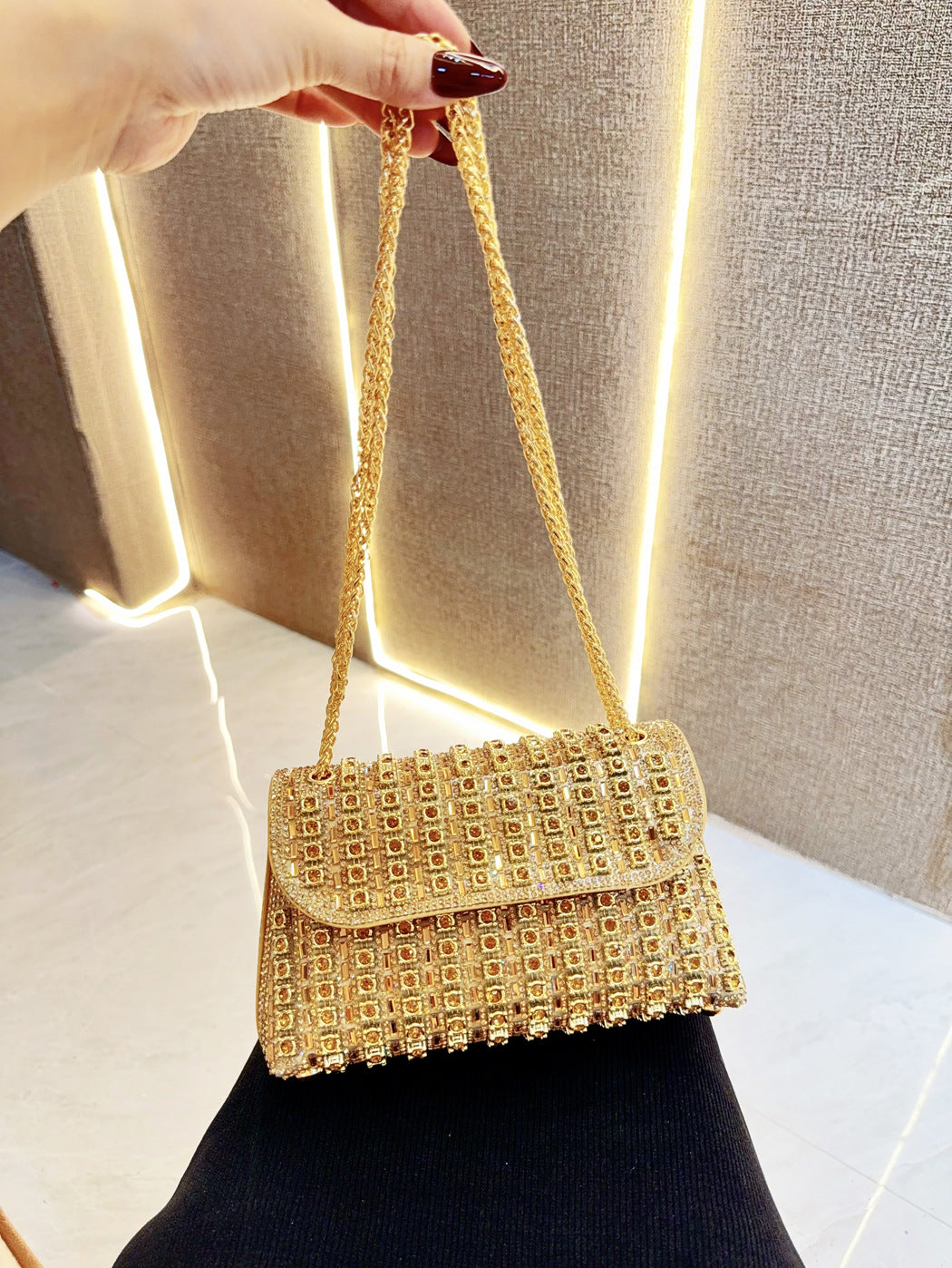 Durable Retro Underarm Fashion Rhinestone Dinner Evening Bags